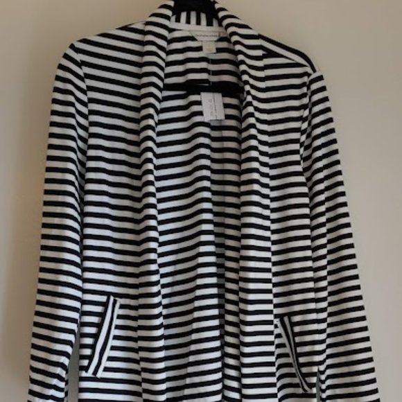 Christopher & Banks Size Large, black and white striped blazer - Picture 1 of 7